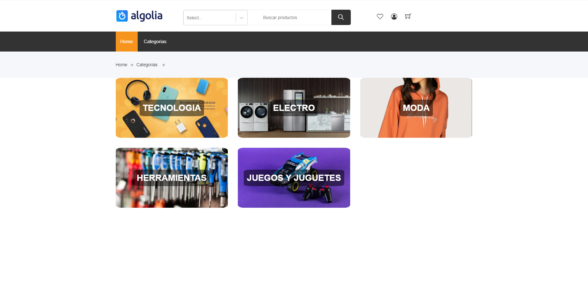 Cliente de Ecommerce con productos, categorias y carrito de compras